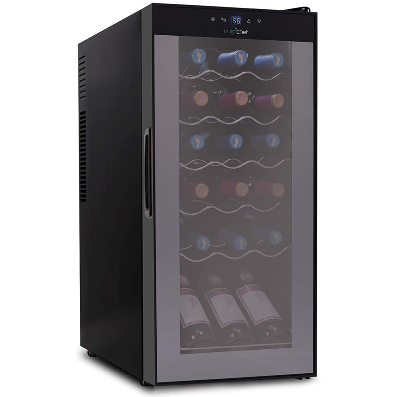 NutriChef Digital Electric 18 Bottle Wine Chiller Cooler, Black (Open Box)