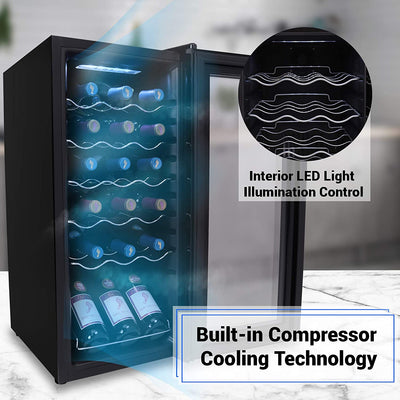 NutriChef Digital Electric 18 Bottle Wine Chiller Cooler, Black (Damaged)