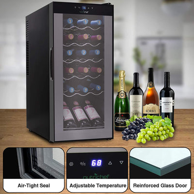 NutriChef Digital Electric 18 Bottle Wine Chiller Cooler, Black (Open Box)