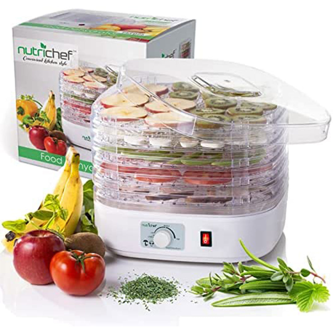 NutriChef PKFD06 Kitchen Countertop 5 Tray Rack Electric Food Dehydrator Machine