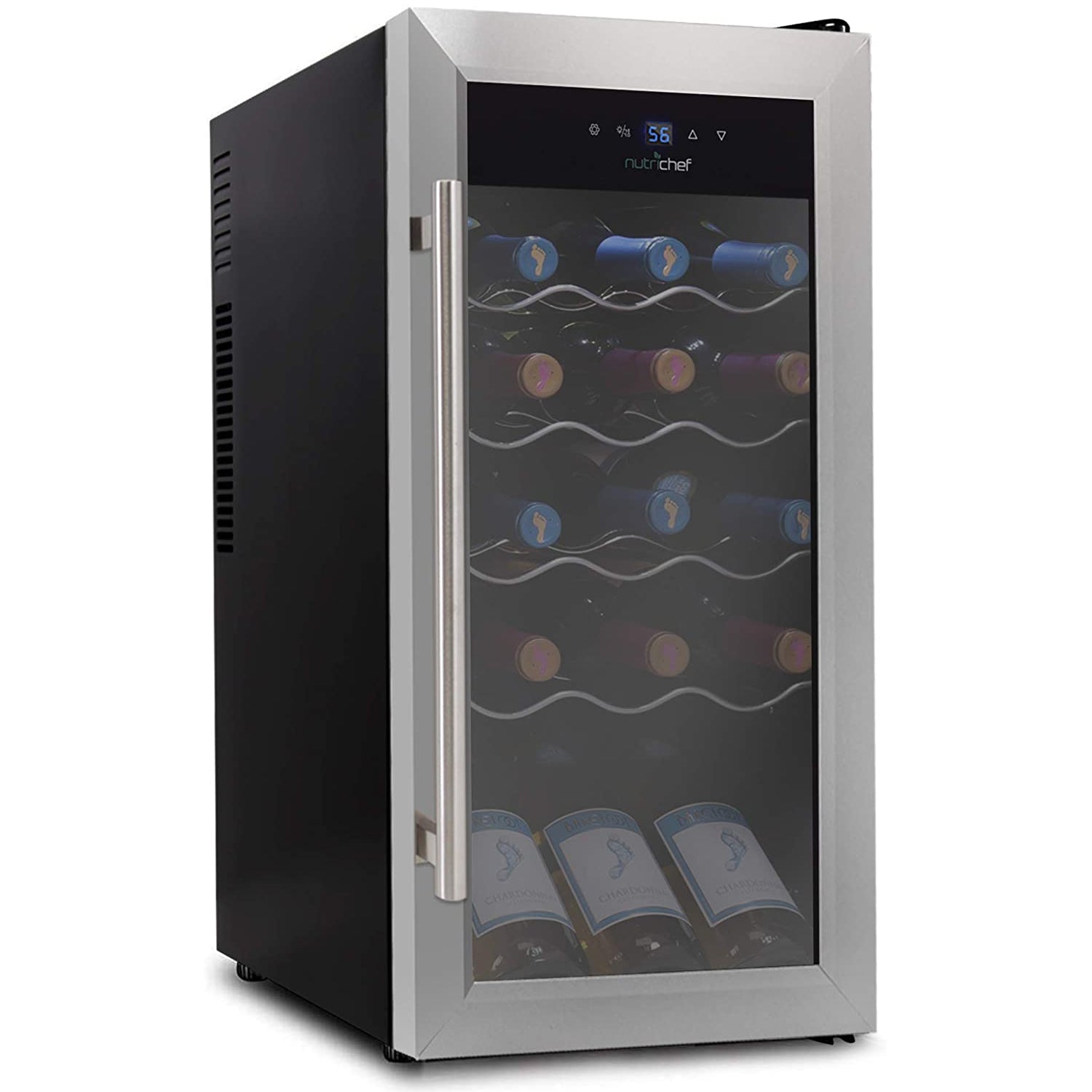 NutriChef Electric 18 Bottle Thermoelectric Wine Chiller Cooler Black (Open Box) - VMInnovations
