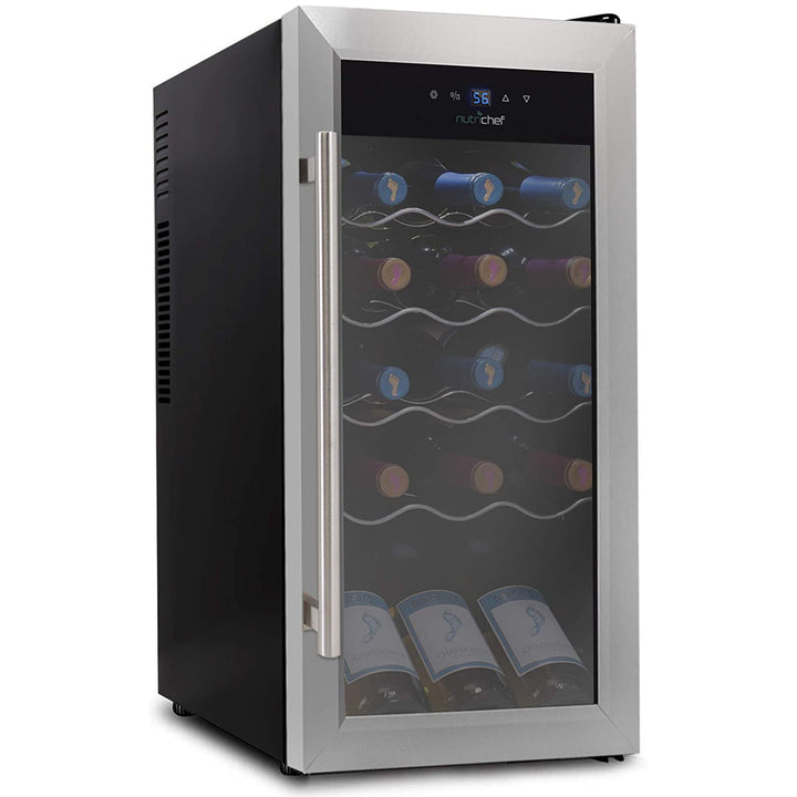 NutriChef Electric 18 Bottle Thermoelectric Wine Chiller Cooler Black (Open Box)