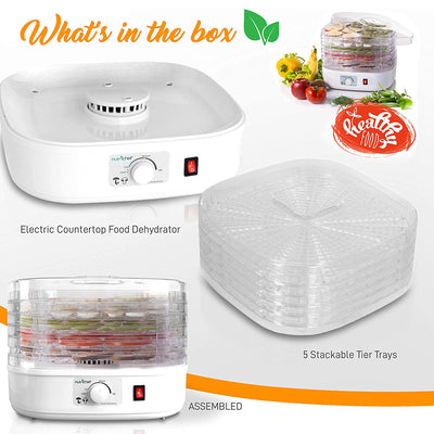 NutriChef PKFD06 Countertop 5 Tray Rack Electric Food Dehydrator Machine (Used) - VMInnovations