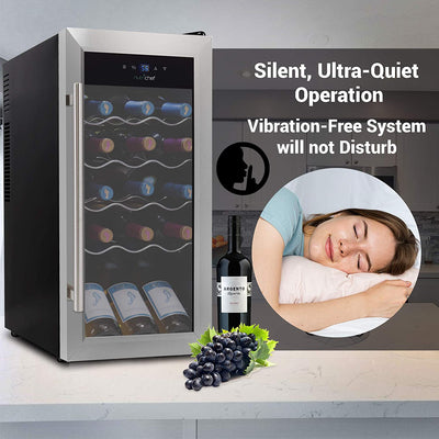 NutriChef Digital Electric 18 Bottle Thermoelectric Wine Chiller Cooler, Black - VMInnovations