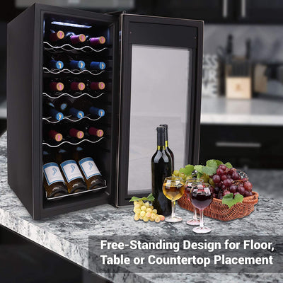 NutriChef Digital Electric 18 Bottle Thermoelectric Wine Chiller Cooler, Black - VMInnovations