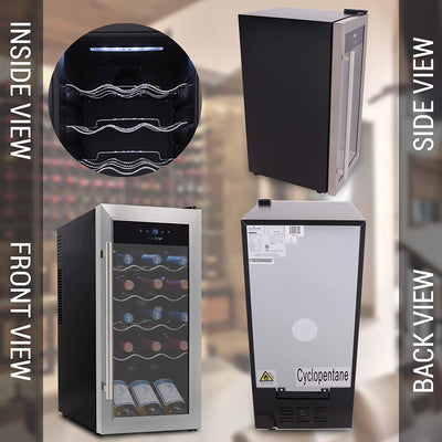 NutriChef Electric 18 Bottle Thermoelectric Wine Chiller Cooler Black (Open Box) - VMInnovations