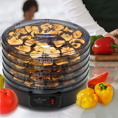 NutriChef Kitchen Countertop 5 Tray Electric Food Dehydrator Machine (Open Box)