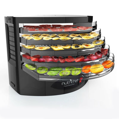 NutriChef PKFD19BK Countertop 5 Tray Electric Food Dehydrator Machine (Open Box)