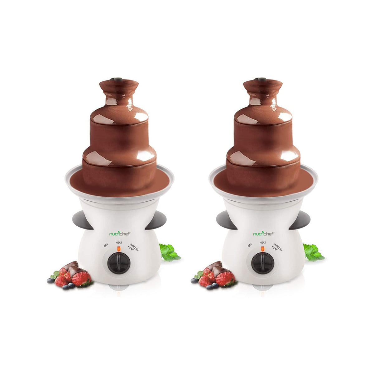 NutriChef 16oz 3 Tier Electric Fondue Maker Fountain Chocolate Melter (2 Pack) - VMInnovations