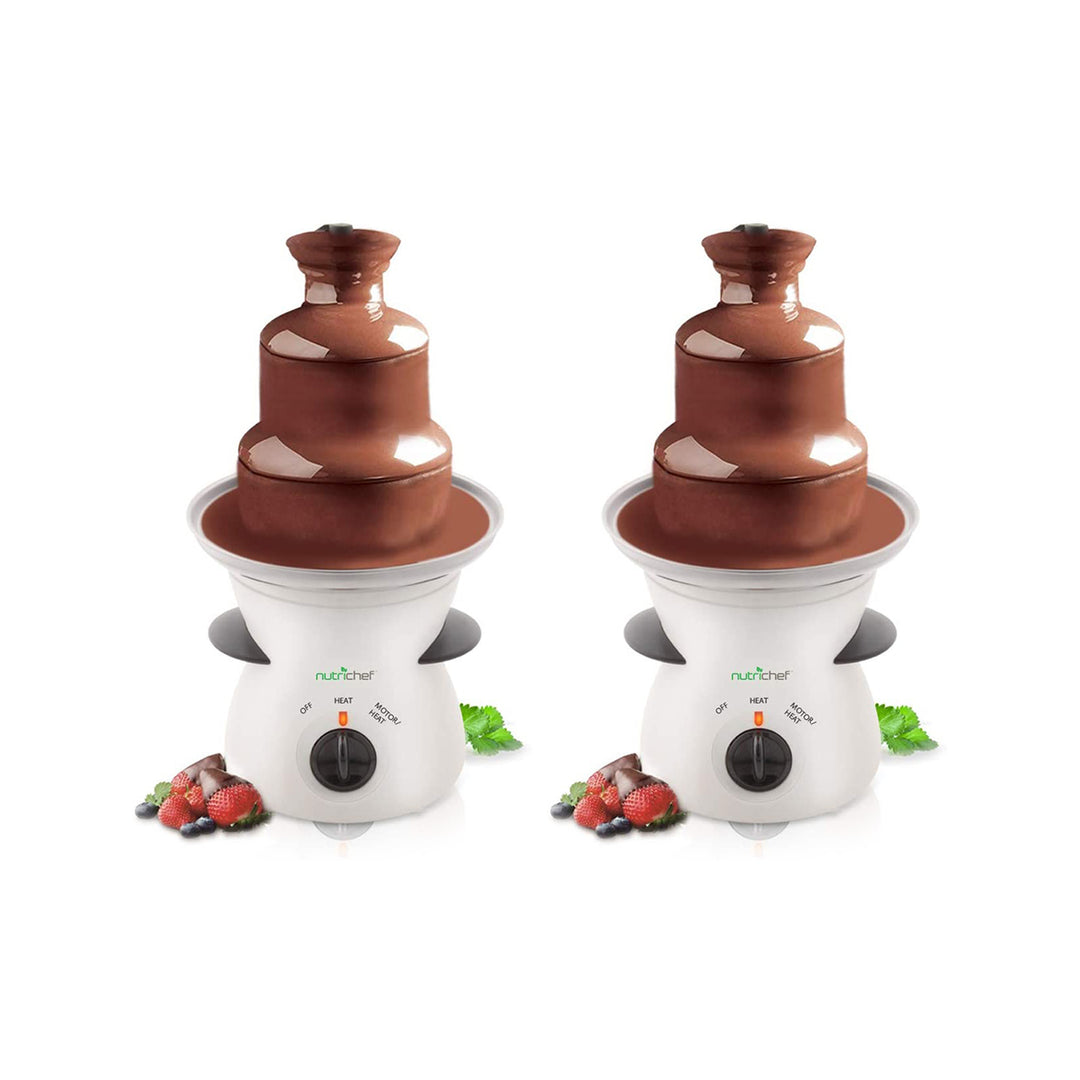 NutriChef 16oz 3 Tier Electric Fondue Maker Fountain Chocolate Melter (2 Pack) - VMInnovations