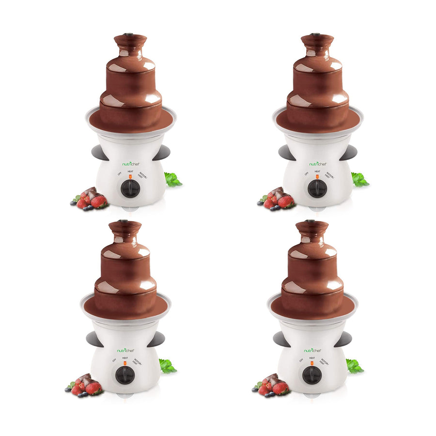 NutriChef 16oz 3 Tier Electric Fondue Maker Fountain Chocolate Melter (4 Pack) - VMInnovations
