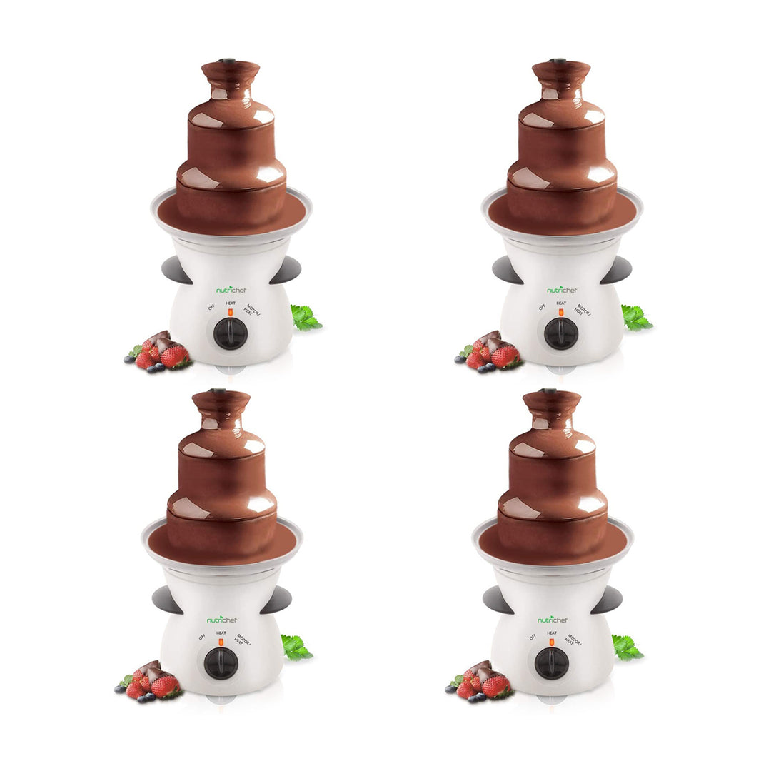 NutriChef 16oz 3 Tier Electric Fondue Maker Fountain Chocolate Melter (4 Pack) - VMInnovations