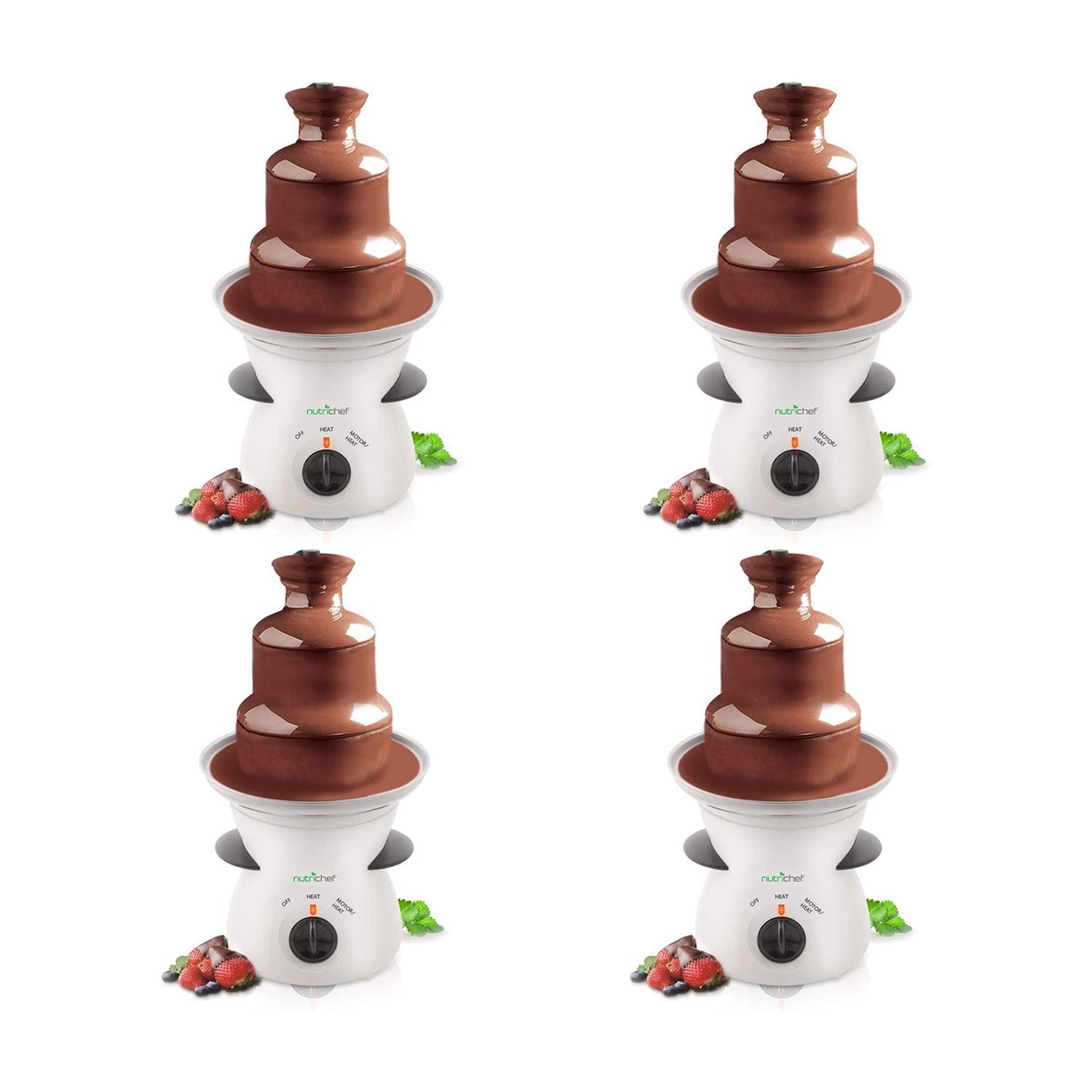 NutriChef 16oz 3 Tier Electric Fondue Maker Fountain Chocolate Melter (4 Pack) - VMInnovations