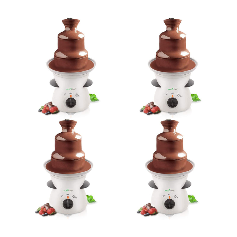 NutriChef 16oz 3 Tier Electric Fondue Maker Fountain Chocolate Melter (4 Pack)