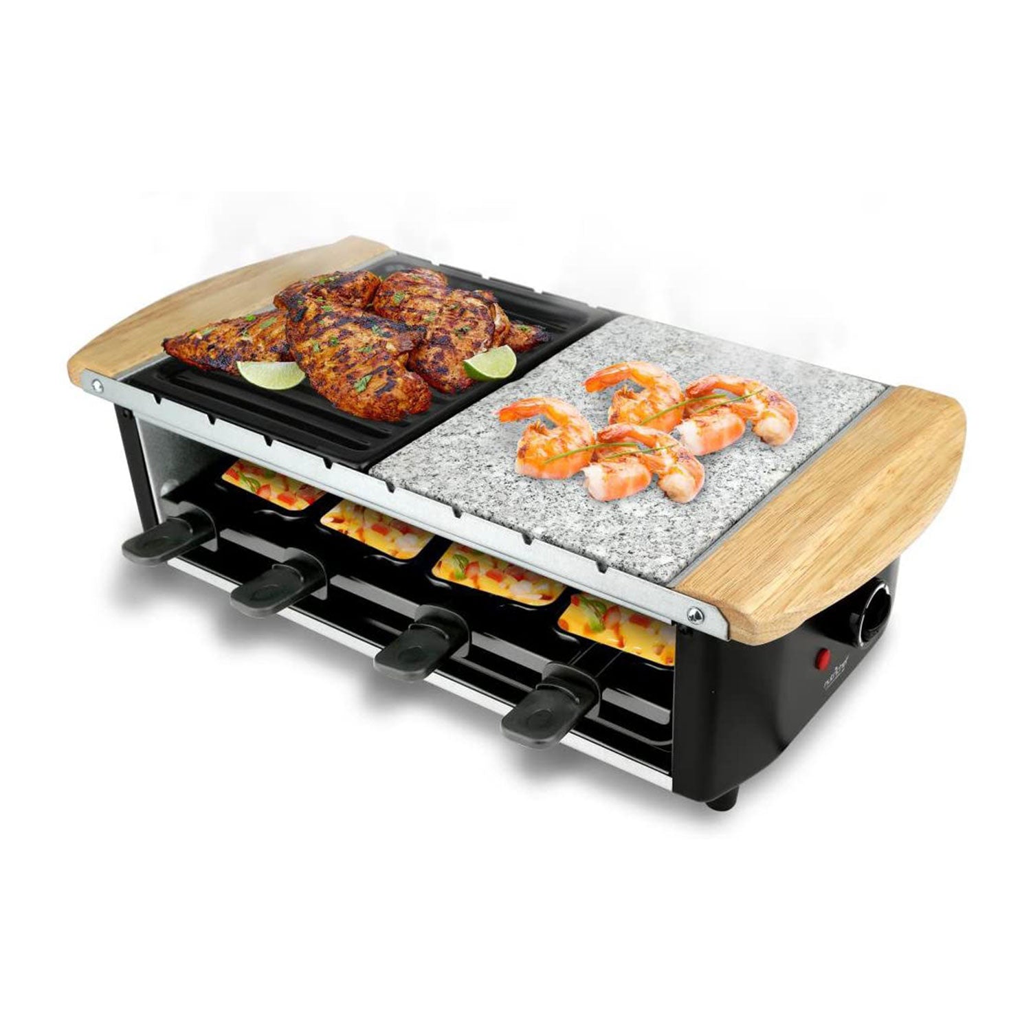 NutriChef Raclette Cooktop Stone Plate and Metal Grill Countertop (Open Box)