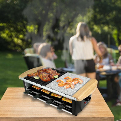 NutriChef Raclette Cooktop Stone Plate and Metal Grill Countertop (Open Box)