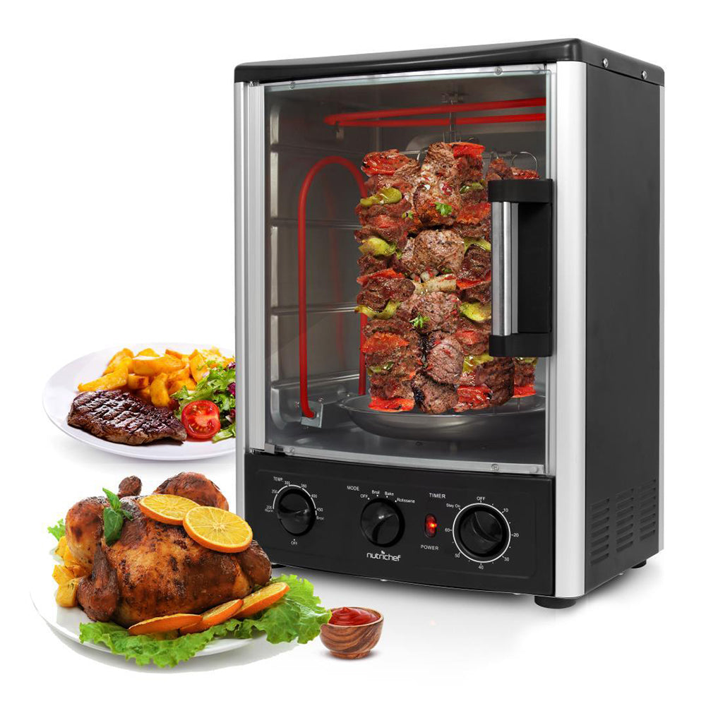 NutriChef Countertop Rotisserie Toaster Oven Cooker w/ Rack & Pan (Open Box)