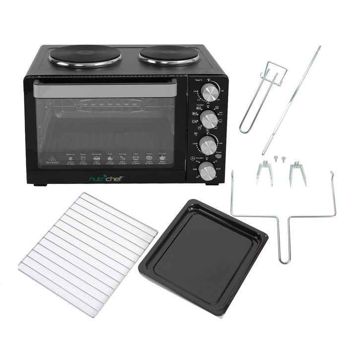 NutriChef PKRTO28 Kitchen Convection Oven Cooker with Warming Plates (Open Box)