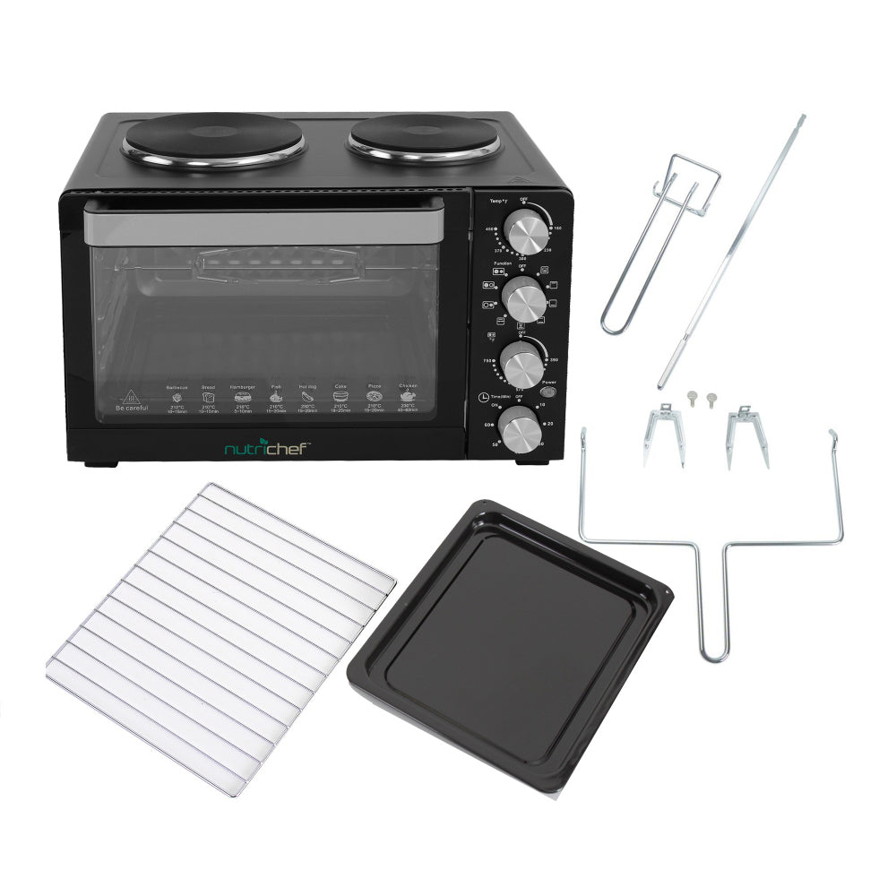 NutriChef PKRTO28 Kitchen Countertop Convection Oven Cooker with Warming Plates