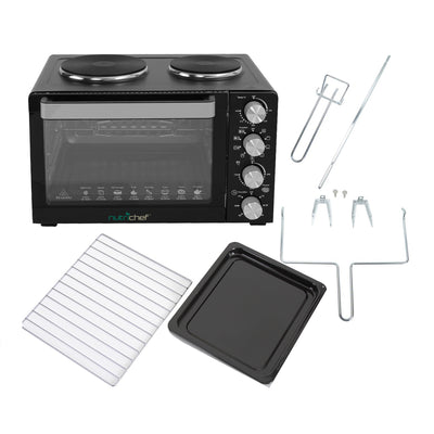 NutriChef PKRTO28 Kitchen Countertop Convection Oven Cooker with Warming Plates