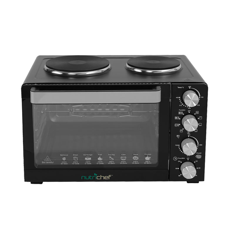 NutriChef PKRTO28 Kitchen Convection Oven Cooker with Warming Plates (Open Box)