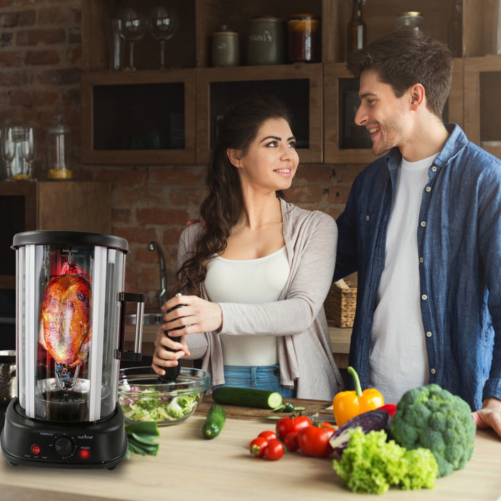 NutriChef Kitchen Countertop Rotisserie Toaster Oven Cooker with Rack (Open Box) - VMInnovations