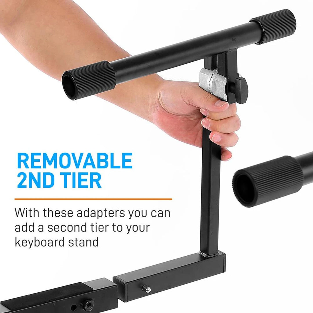 Pyle PKST2TZ 2 Tier Adjustable Heavy Duty Metal Keyboard Music Stand, Black