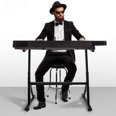 Pyle Heavy Duty Folding Z Style Piano Keyboard Stand w/ Wheels, Black (Open Box)