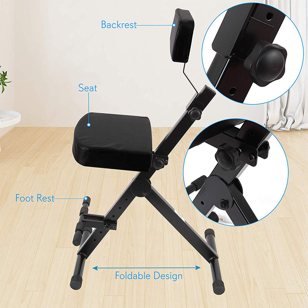 Pyle PKST70 Performer Chair Seat Portable Stool w/ Height Adjustable Foot Rest - VMInnovations