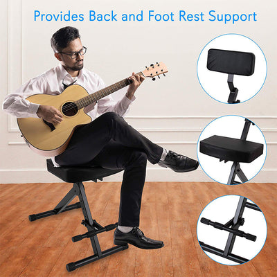 Pyle Performer Chair Seat Portable Stool w/ Height Adjustable Foot Rest (4 Pack)