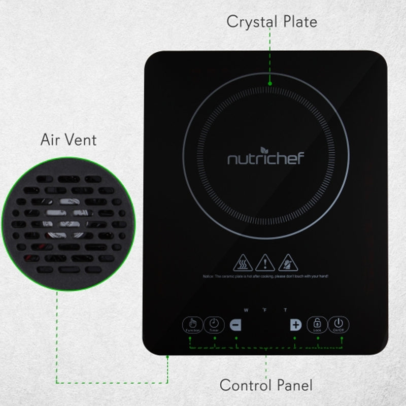 NutriChef Adjustable Temp 5.9" Digital Induction Cooktop Stove Burner (2 Pack)