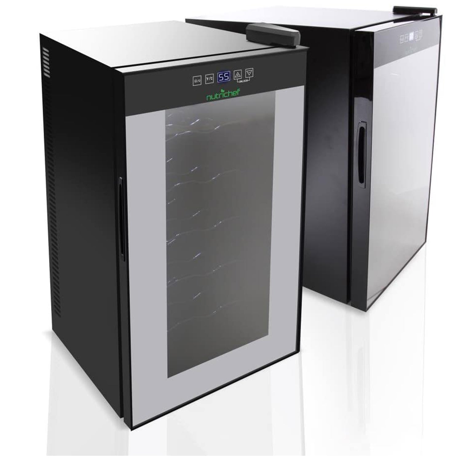 NutriChef Digital Electric 18 Bottle Thermoelectric Wine Chiller Cooler, Black