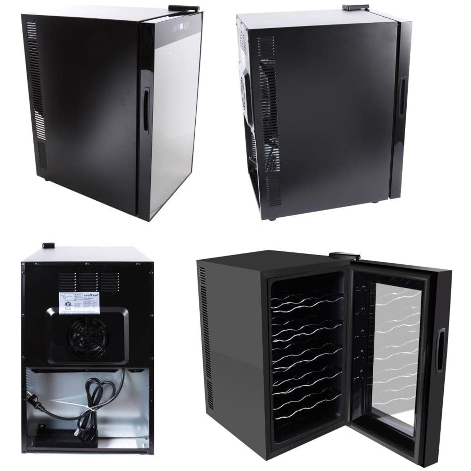 NutriChef Digital Electric 18 Bottle Thermoelectric Wine Chiller Cooler, Black