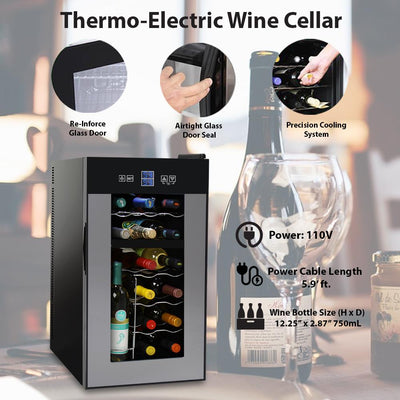 NutriChef 18 Bottle Dual Zone Thermoelectric Wine Chiller Cooler Cellar (4 Pack)