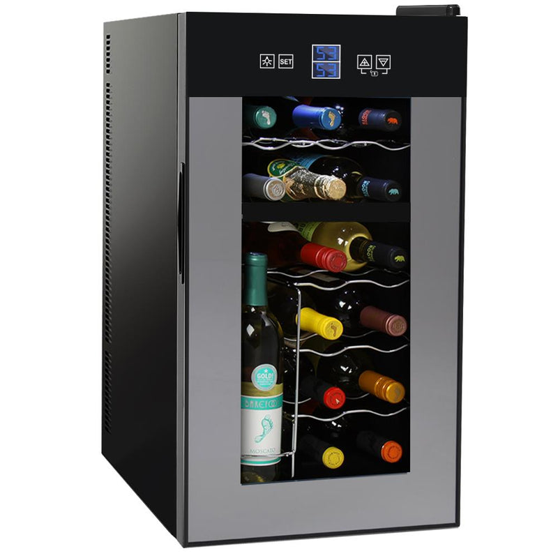 NutriChef 18 Bottle Dual Zone Thermoelectric Wine Chiller Cooler Cellar (2 Pack)