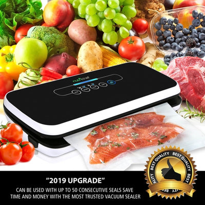 NutriChef Automatic Food Saver Vacuum Sealer Preserver Machine, Black (Open Box) - VMInnovations