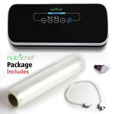 NutriChef Automatic Food Saver Vacuum Sealer Preserver Machine, Black (Open Box) - VMInnovations