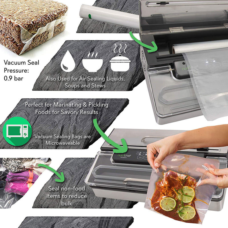 NutriChef PKVS50STS Kitchen Pro Food Electric Vacuum Sealer Preserver (4 Pack)