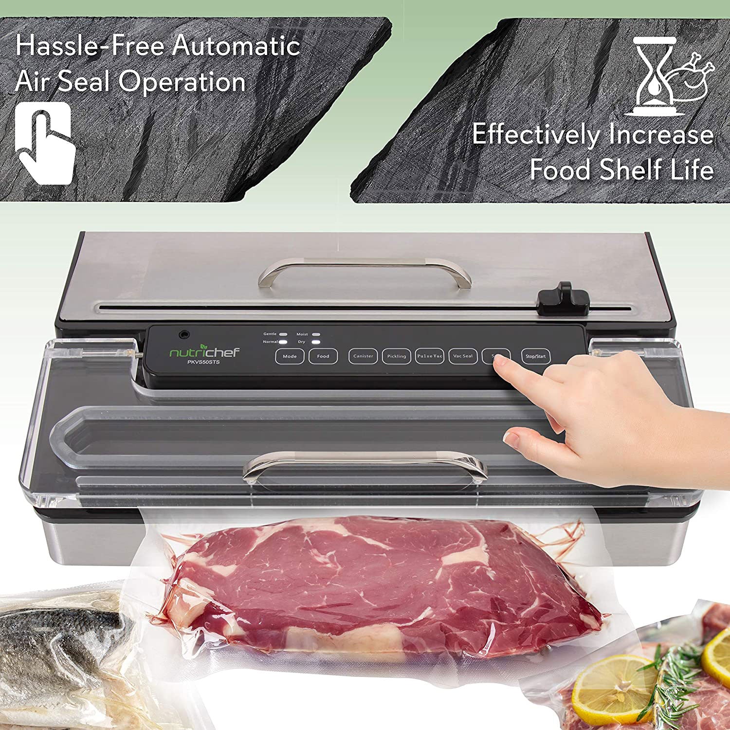 NutriChef PKVS50STS Kitchen Pro Food Electric Vacuum Sealer Preserver (2 Pack)