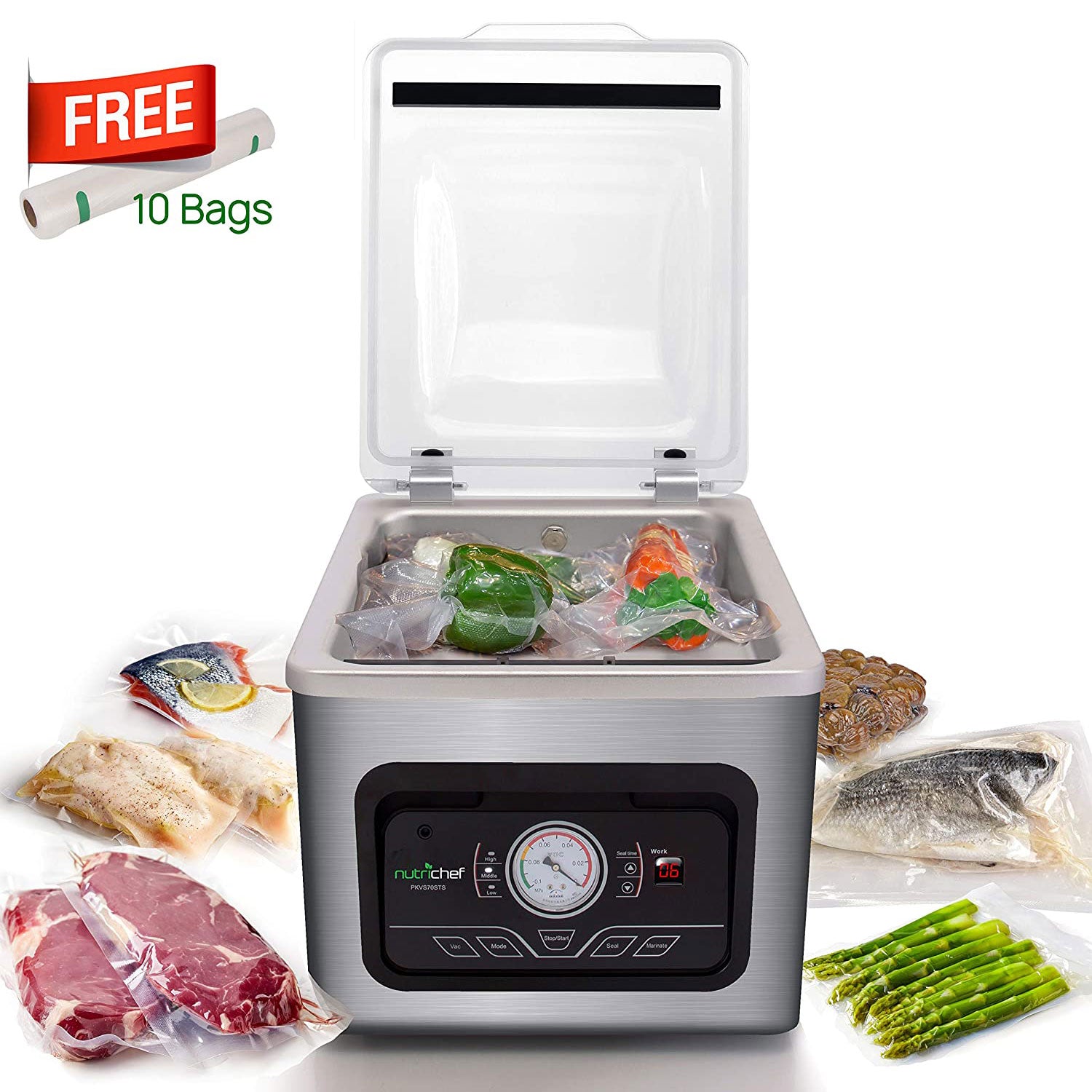 NutriChef PKVS70STS Chamber Food Air Vacuum Sealer Preserver System (2 Pack) - VMInnovations