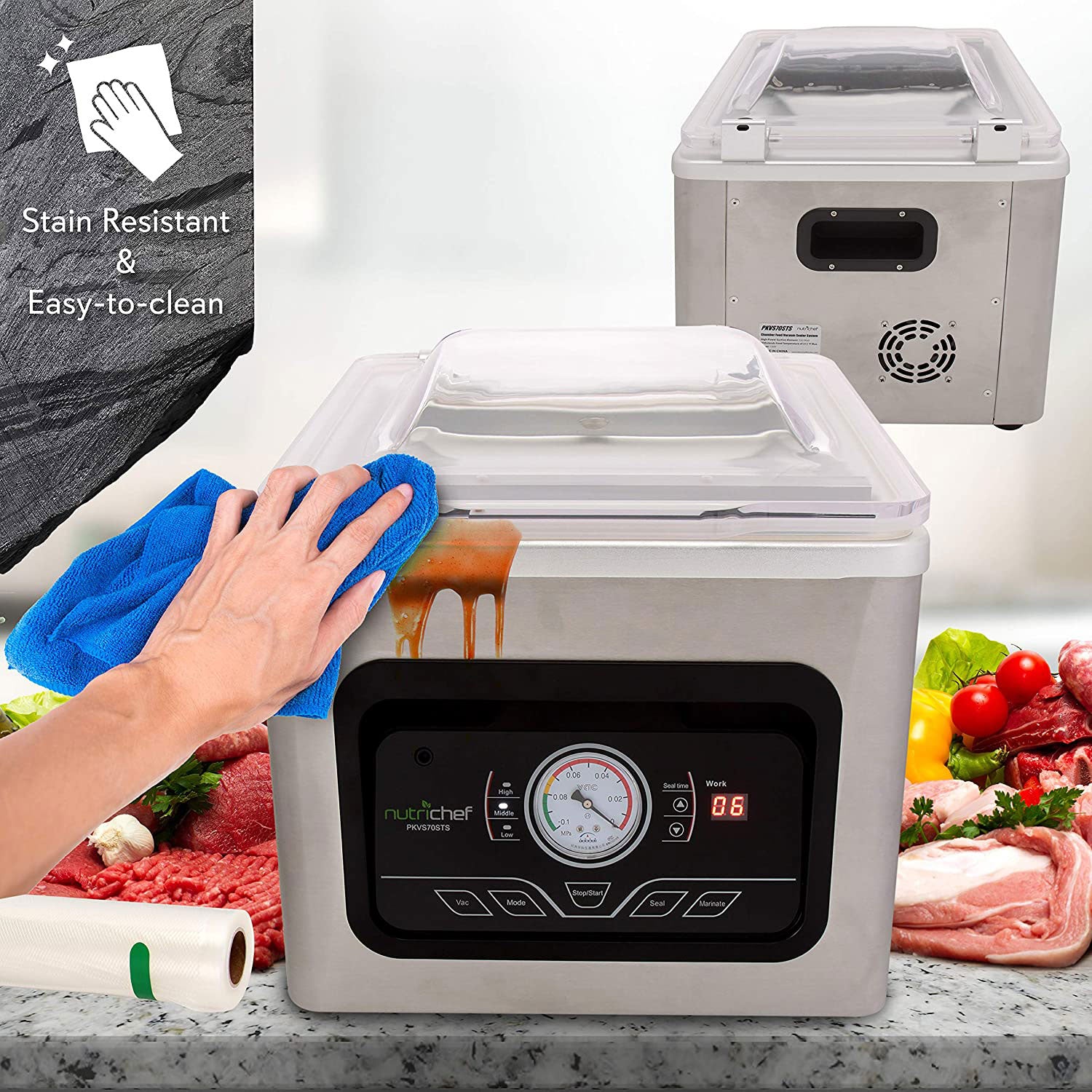 NutriChef PKVS70STS Chamber Food Air Vacuum Sealer Preserver System (2 Pack) - VMInnovations