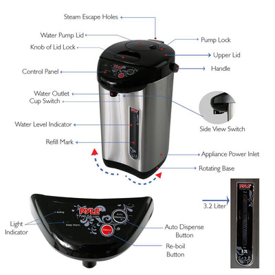 NutriChef Digital Electric Hot Water Boiler & Warmer Kettle, 3.38 Qt(Open Box)