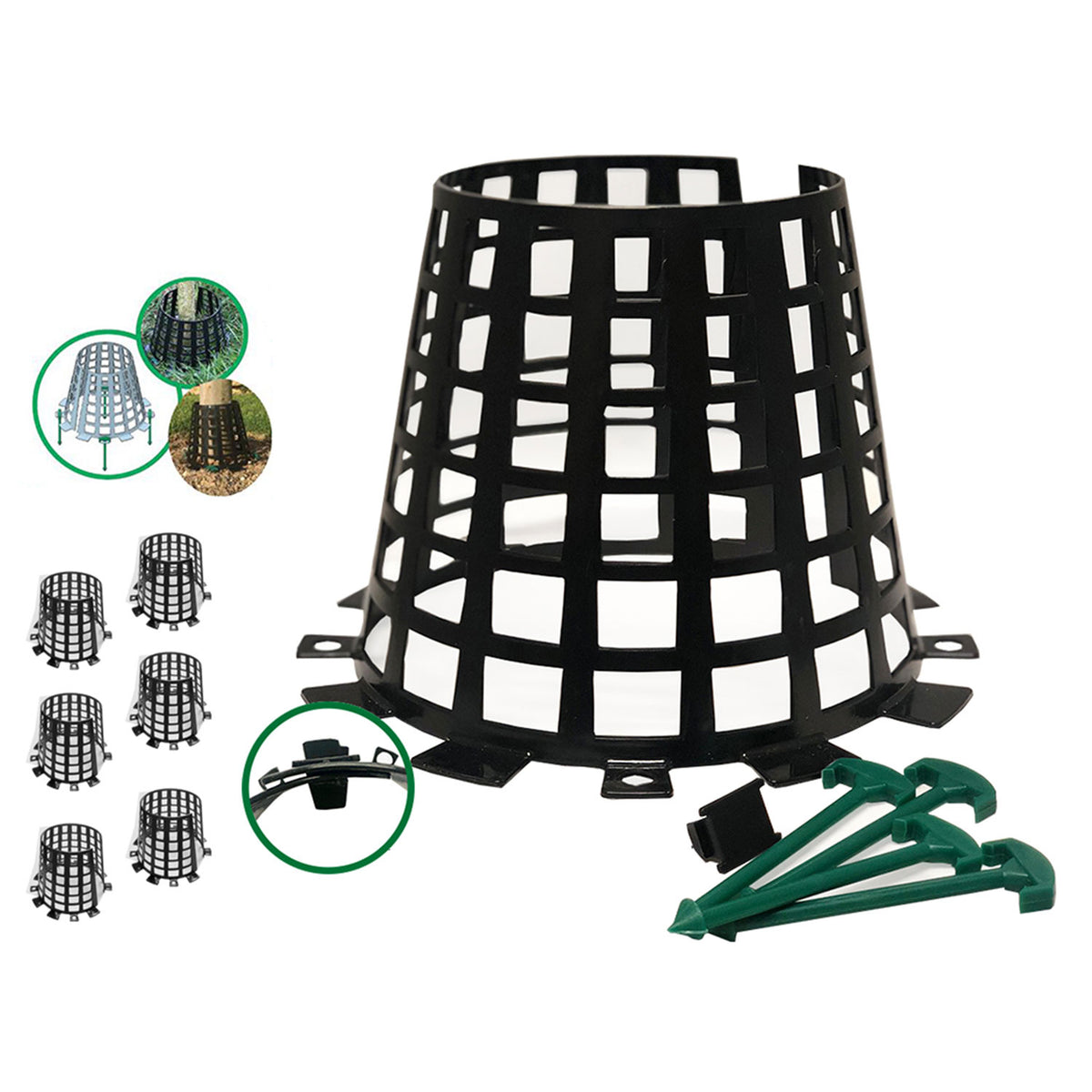 Plant Knight Tree Trunk Guard Protector for Garden Protection, 6 Pack (Black)