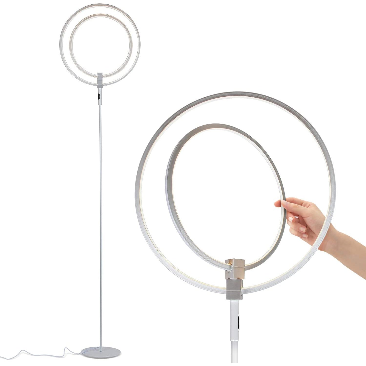 Brightech Eclipse Modern 20 Watt LED Torcherie Touch Dimmer Floor Lamp, White - VMInnovations