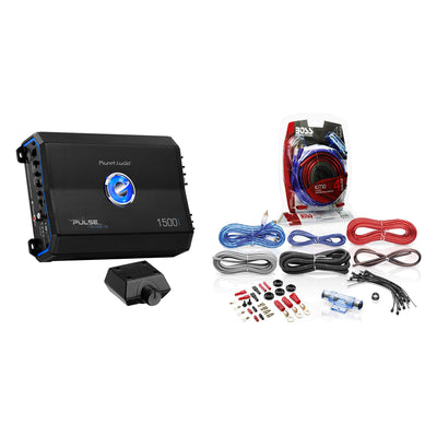 Planet Audio Pulse 1500W Amplifier with BOSS Amplifier Installation Wiring Kit