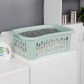 Sterilite HipHold Laundry Basket, 1.5 Bushel Plastic Clothes Hamper, Mint, 6 Pk