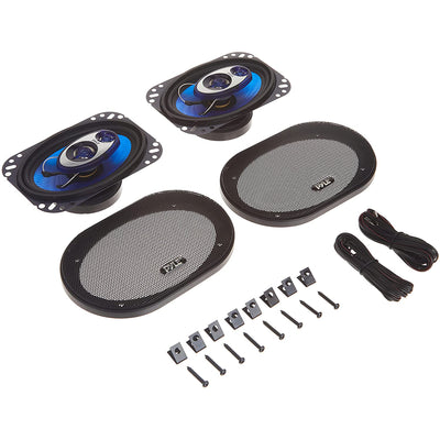 Pyle 4x6" 240W 3 Way Car Coaxial Audio Speakers Stereo 2 Pack (Open Box)