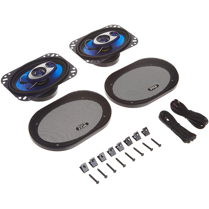Pyle 4x6" 240W 3 Way Car Coaxial Audio Speakers Stereo 2 Pack (Open Box)
