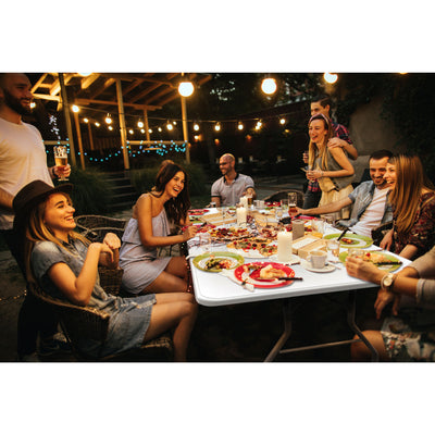 Plastic Development Group 8 Foot Heavy Duty Plastic Folding Banquet Table, White