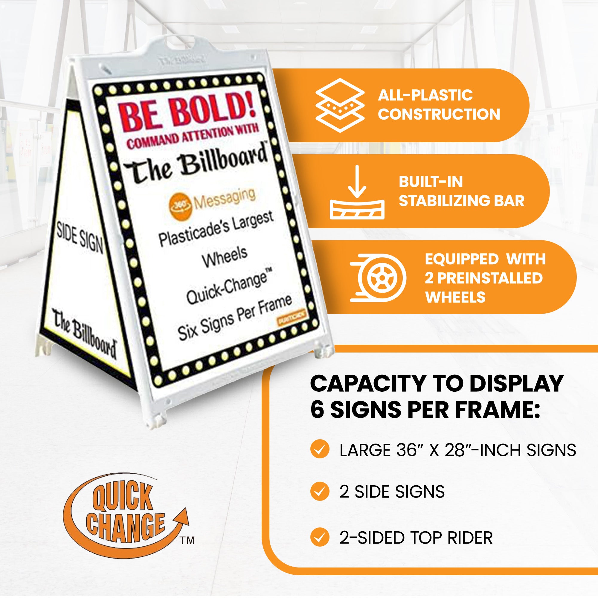 Plasticade The Billboard Large Outdoor Plastic Sign Frame with Handle, Black - VMInnovations